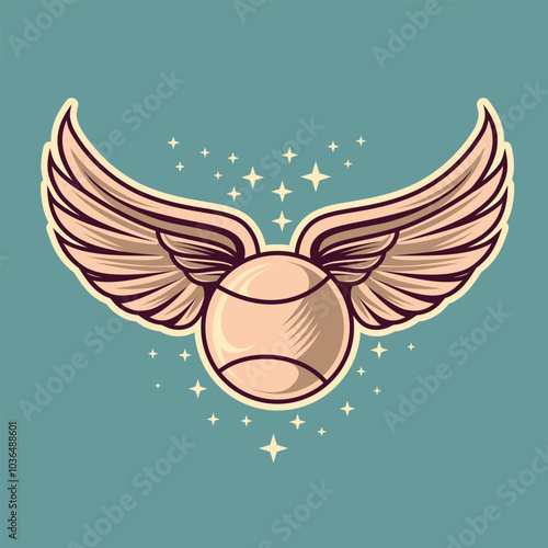 Baseball team logo design wings ball tshirt, merchandise, stickers