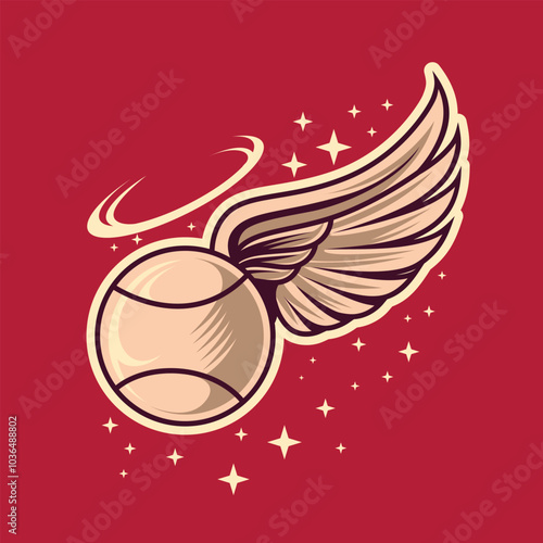Baseball team logo design wings ball tshirt, merchandise, stickers