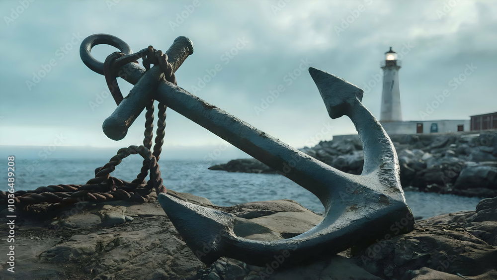 Fototapeta premium a rusted anchor in a nautical scene