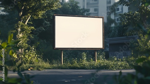 Blank Billboard in a Green Urban Environment