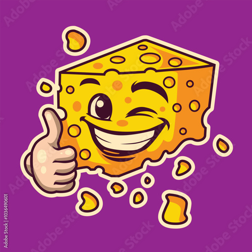 Cute cartoon cheese character vector image icon