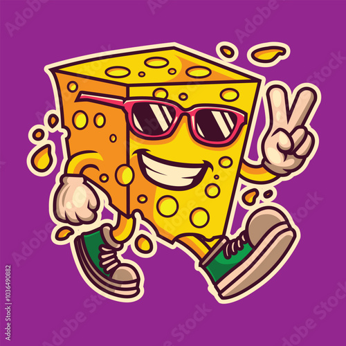 Cute cartoon cheese character vector image icon