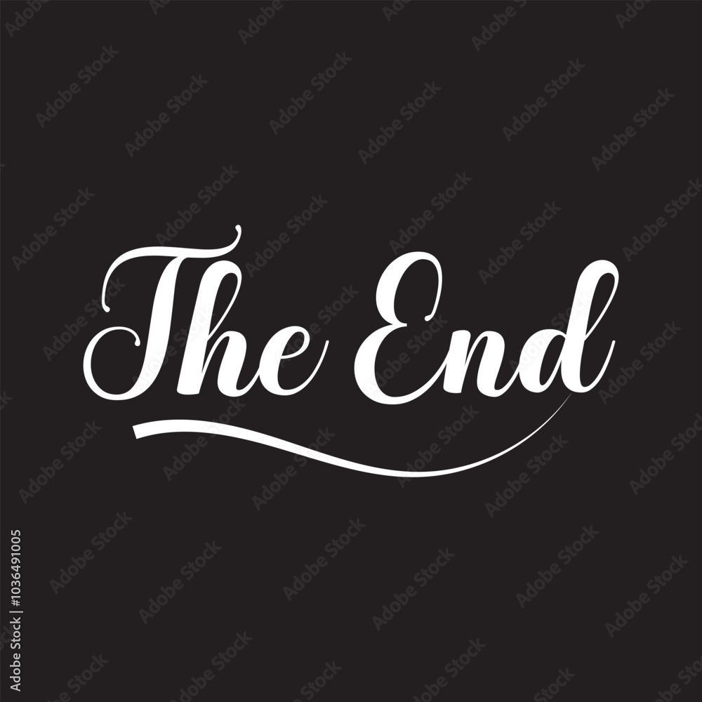 The End hand drawn lettering phrase, continuous line drawing, design element for poster, banner, card, print for clothes, emblem or logo design, vector illustration.. EPS 10/AI The End hand drawn lettering phrase, continuous line drawing, design element for poster, banner, card, print for clothes, emblem or logo design, vector illustration.. EPS 10/AI