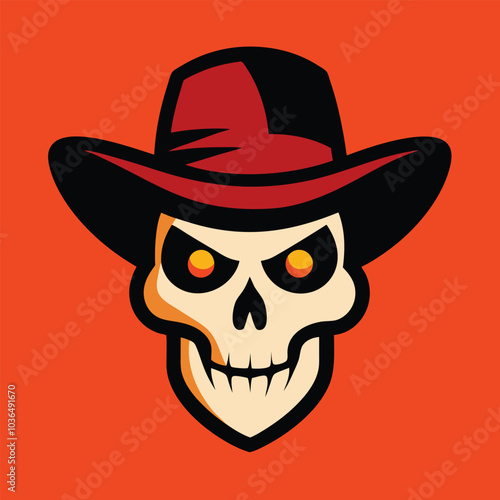 Skull in cowboy hat vector illustration