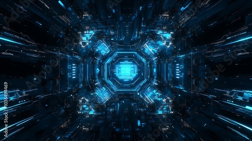 Abstract Blue Neon Circle