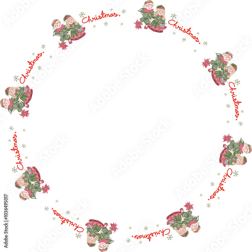 Cute christmas wreath. Vector illustration.