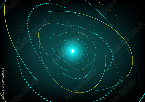 Abstract background with green and yellow dash circles elements