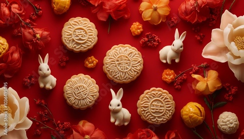 Mooncake and Rabbit: A Beautifully Arranged Table for the Mid-Autumn Festival