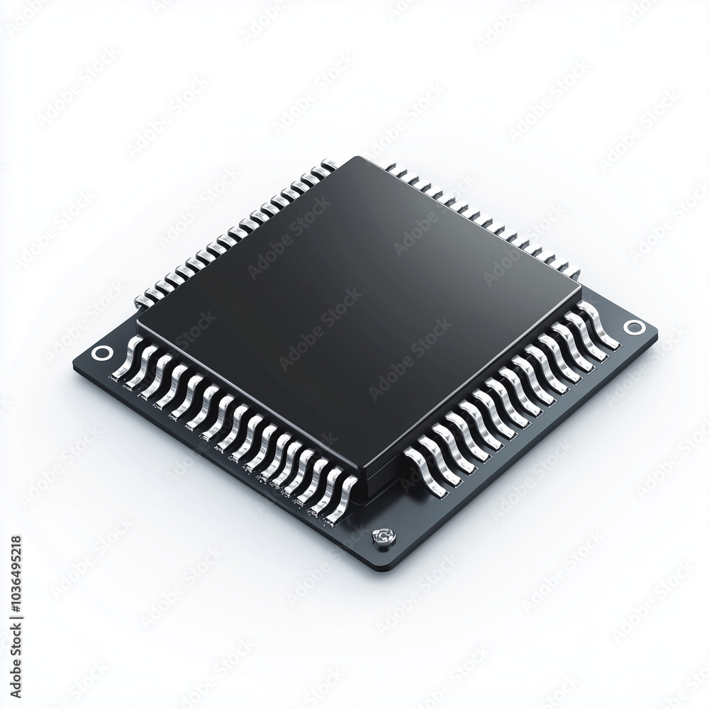 3D isometric view of pin microcontroller, isolated on white background 3D isometric view of pin microcontroller, isolated on white background