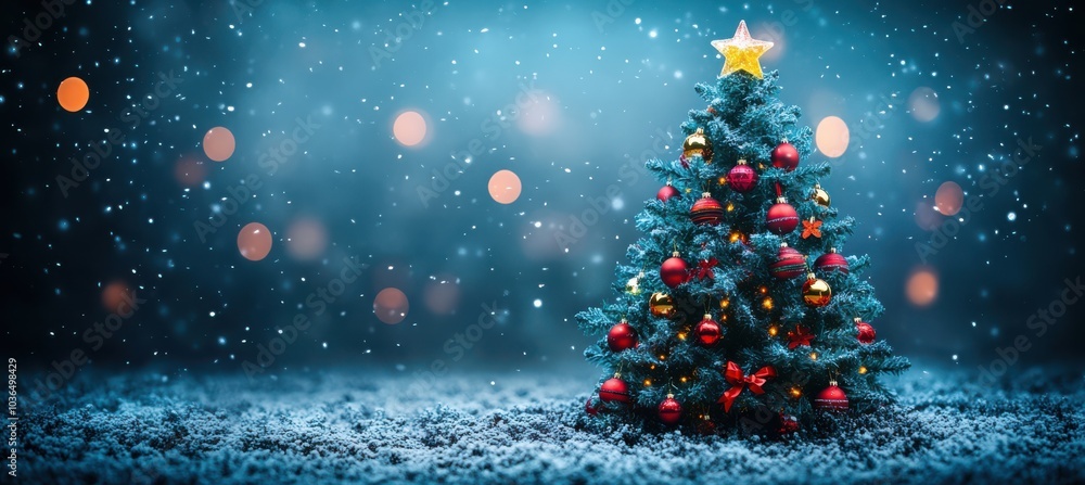 Bokeh Lights Behind Decorated Tree Bokeh Lights Behind Decorated Tree