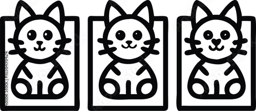 Three Adorable Cartoon Cats Sitting Together