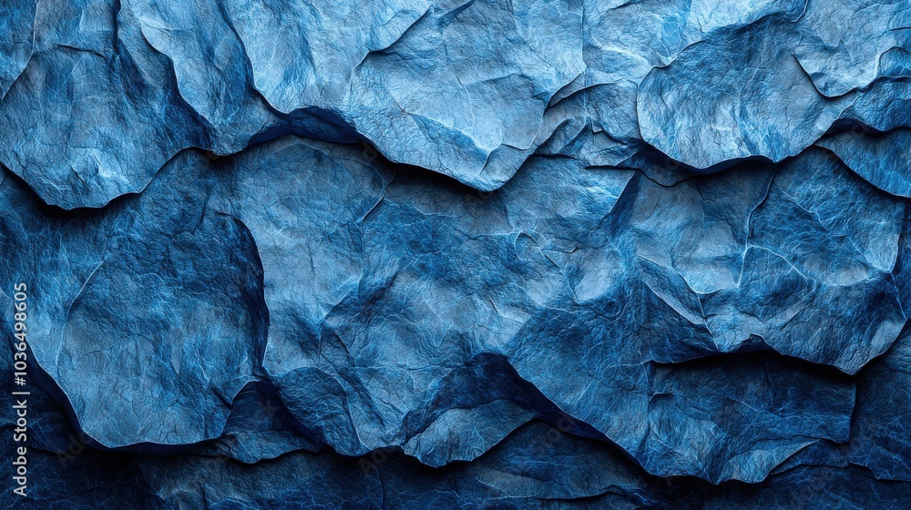 Fototapeta premium Textured blue paper with crinkled surface creates a stunning backdrop ideal for artistic displays and creative projects
