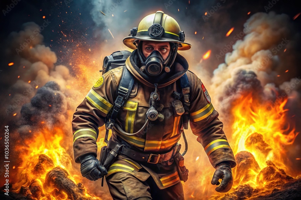 Fiery Hero: Firefighter Illustration Design Fiery Hero: Firefighter Illustration Design