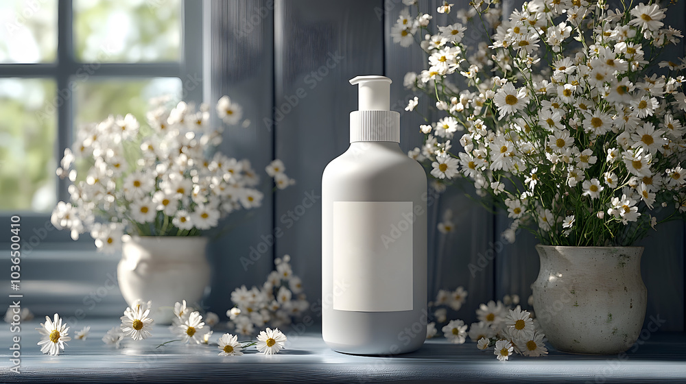 Bottle pump mockup with clean label space for skincare or beauty products Bottle pump mockup with clean label space for skincare or beauty products