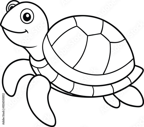 Cartoon Turtle Illustration Black and White