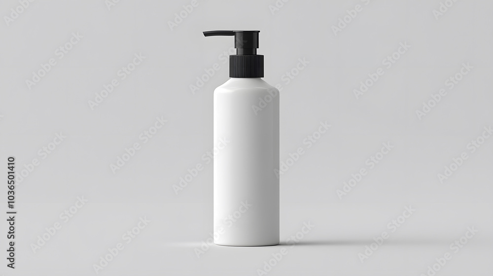 Transparent blank bottle pump mockup with floating effect and smooth reflections Transparent blank bottle pump mockup with floating effect and smooth reflections