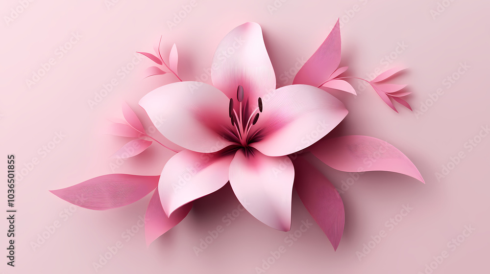 Fototapeta premium Lilly flower logo 3d vector papercut