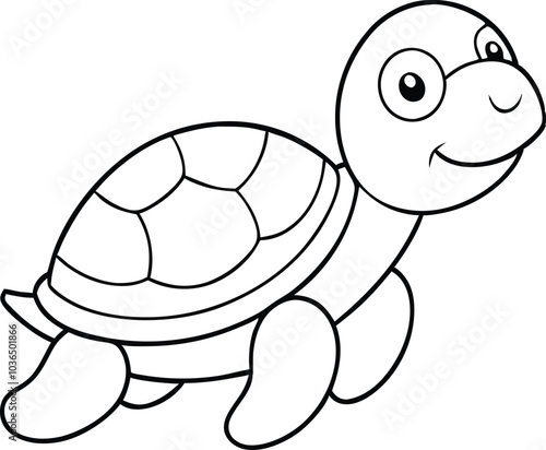 Cute Cartoon Turtle Outline Illustration Drawing