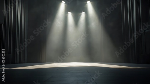 Empty Stage with Blue Lights