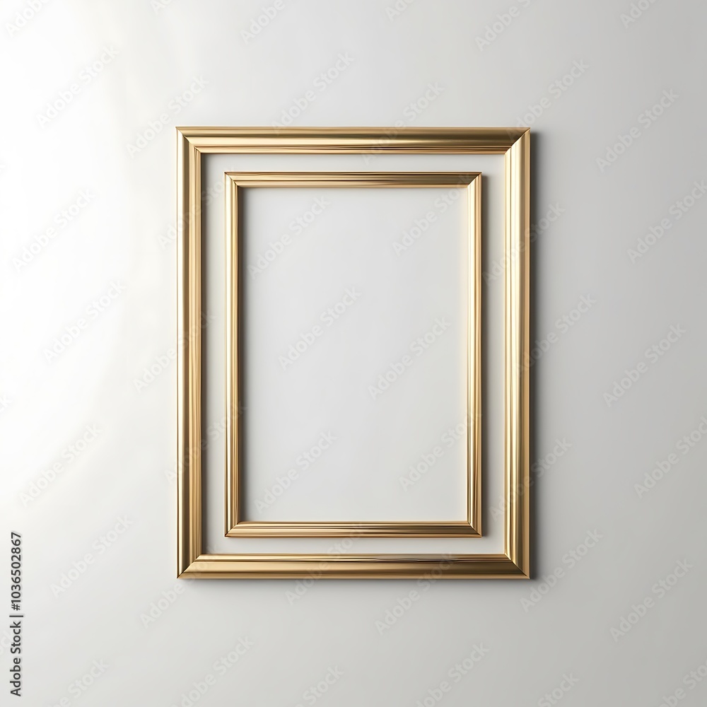 Alongside elegant A minimalist white single golden blank frame on a shelf, . Ai Generated Alongside elegant A minimalist white single golden blank frame on a shelf, . Ai Generated