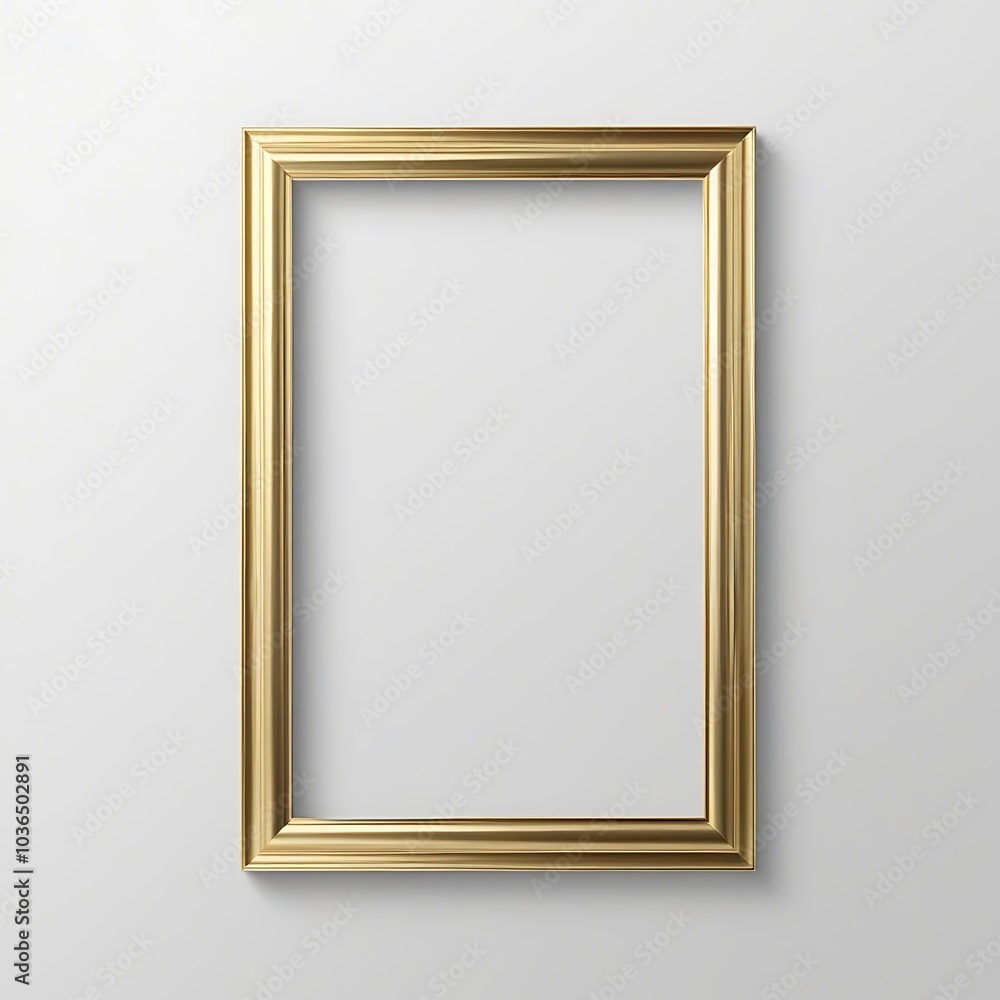Alongside elegant A minimalist white single golden blank frame on a shelf, . Ai Generated Alongside elegant A minimalist white single golden blank frame on a shelf, . Ai Generated