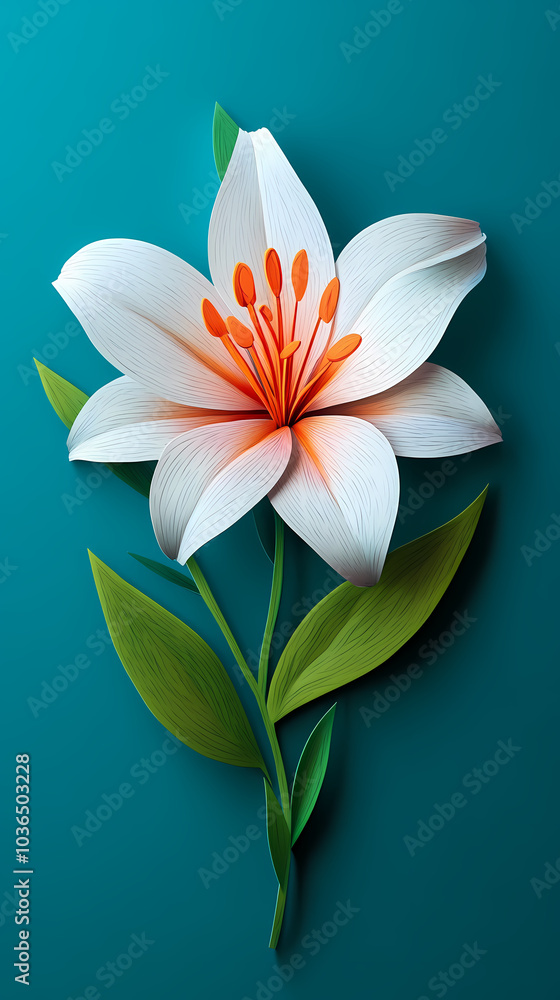 Lilly flower logo 3d vector papercut Lilly flower logo 3d vector papercut