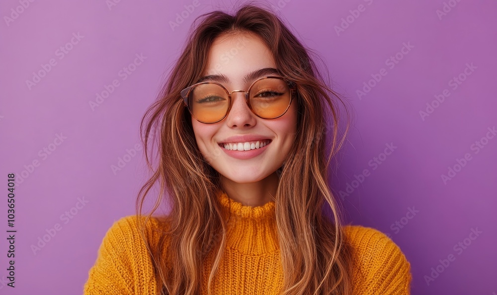 Happy gen z woman smiling and paying online with credit card on vibrant purple background, Generative AI