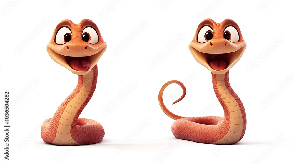 Fototapeta premium Cute Cartoon Snake