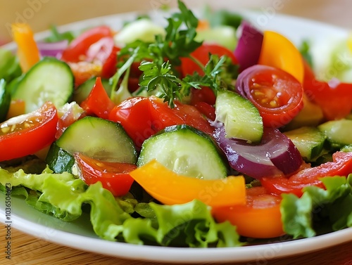 Vegetable salad contains fiber which helps with a good digestive system photo