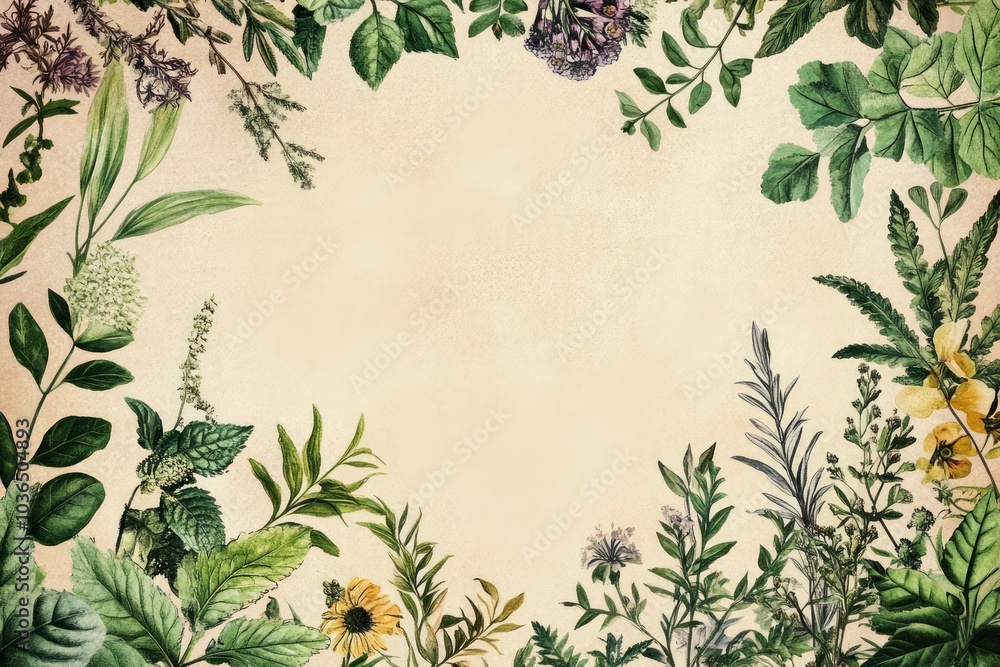Botanical Elegance: Classic Floral Design in Red and Green on a Vintage Beige Canvas Botanical Elegance: Classic Floral Design in Red and Green on a Vintage Beige Canvas