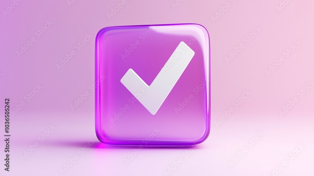 Stylish Purple Check Mark Icon in Glossy Design Stylish Purple Check Mark Icon in Glossy Design