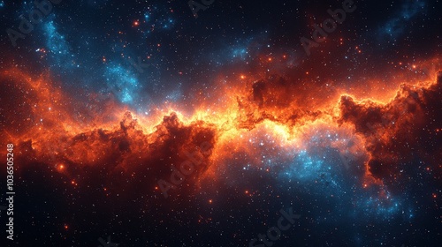 Cosmic nebula illuminated by vibrant colors in a stunning celestial display deep in space