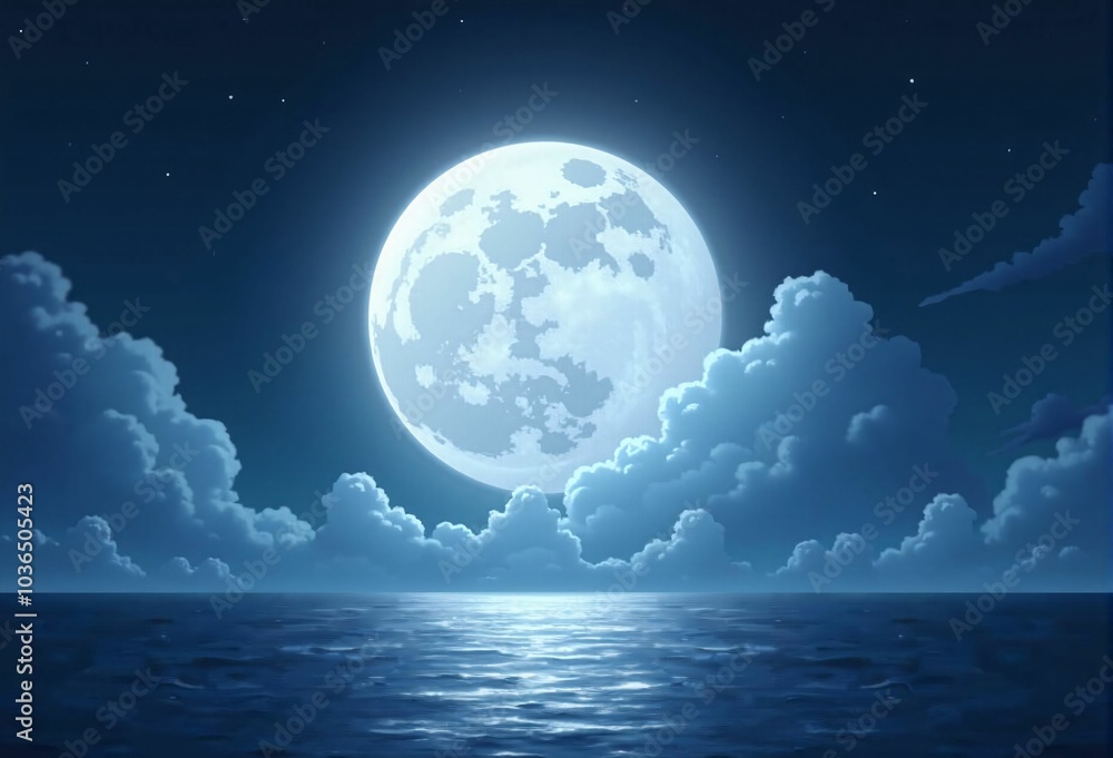 Mystical Full Moon and Tranquil Sea - A Spiritual Night of Healing