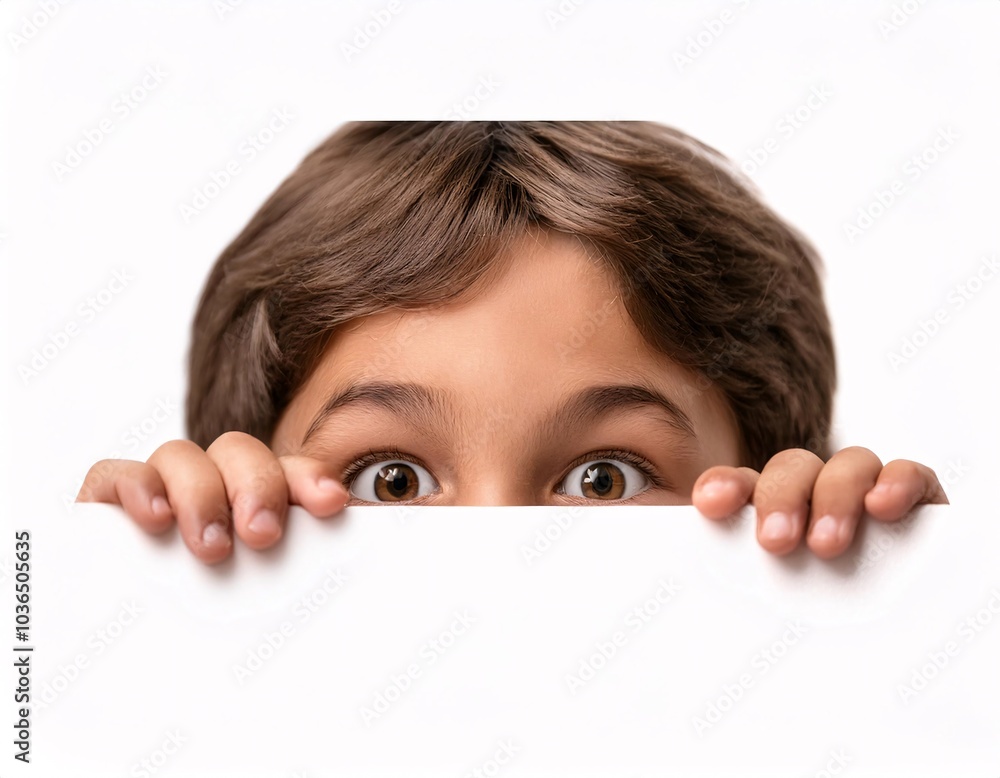 Exiting, scary, surprise Eyes looking through rectangular on isolated white background clipping path Exiting, scary, surprise Eyes looking through rectangular on isolated white background clipping path