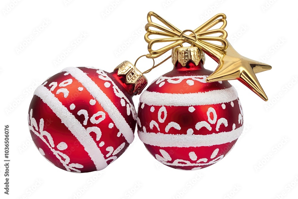 Red Christmas bauble isolated over white background Red Christmas bauble isolated over white background