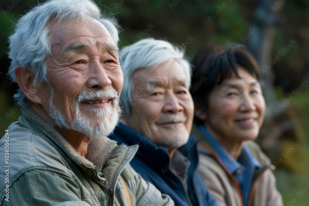 Portrait of happy senior asian people in the park. Selective focus. Portrait of happy senior asian people in the park. Selective focus.