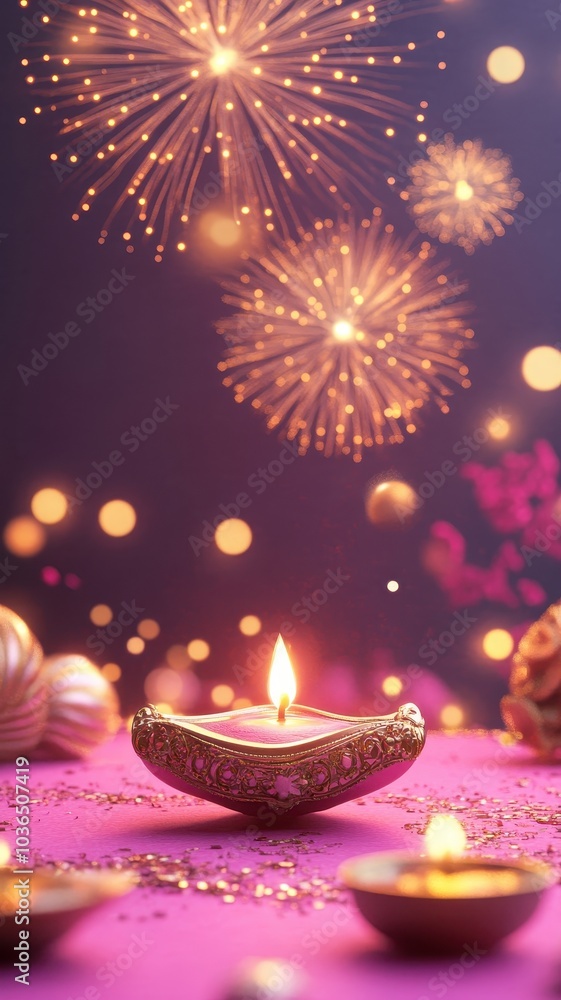 Banner design for diwali festival and podium,Diwali light decoration candle with fireworks,Stage,Product display Showcase design sparkle background,Deepavali,Dipavali,3D podium illustration. Banner design for diwali festival and podium,Diwali light decoration candle with fireworks,Stage,Product display Showcase design sparkle background,Deepavali,Dipavali,3D podium illustration.
