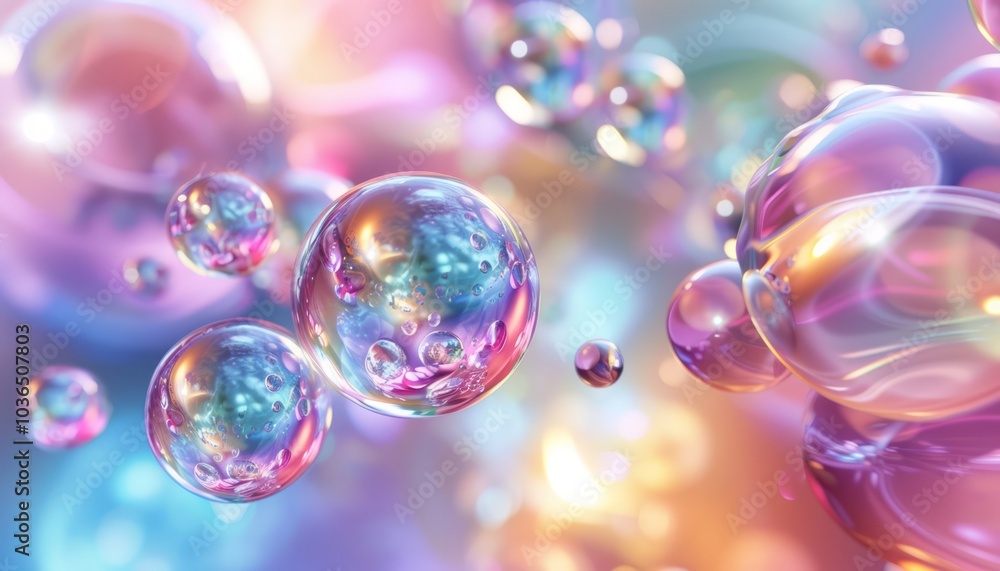 Reflective Spheres: Soft Pink and Blue Balls in a Pastel, Dreamlike Setting Reflective Spheres: Soft Pink and Blue Balls in a Pastel, Dreamlike Setting