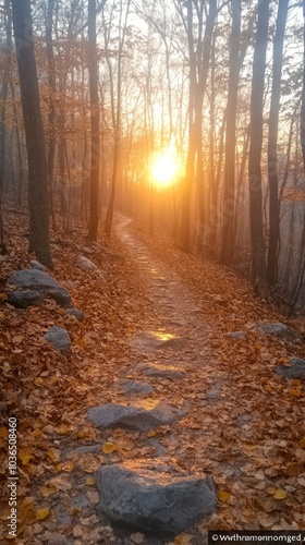 Forest Path at Sunset Photo