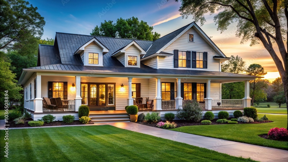 Modern Farmhouse with Lush Green Lawn - Architectural Design Inspiration Modern Farmhouse with Lush Green Lawn - Architectural Design Inspiration