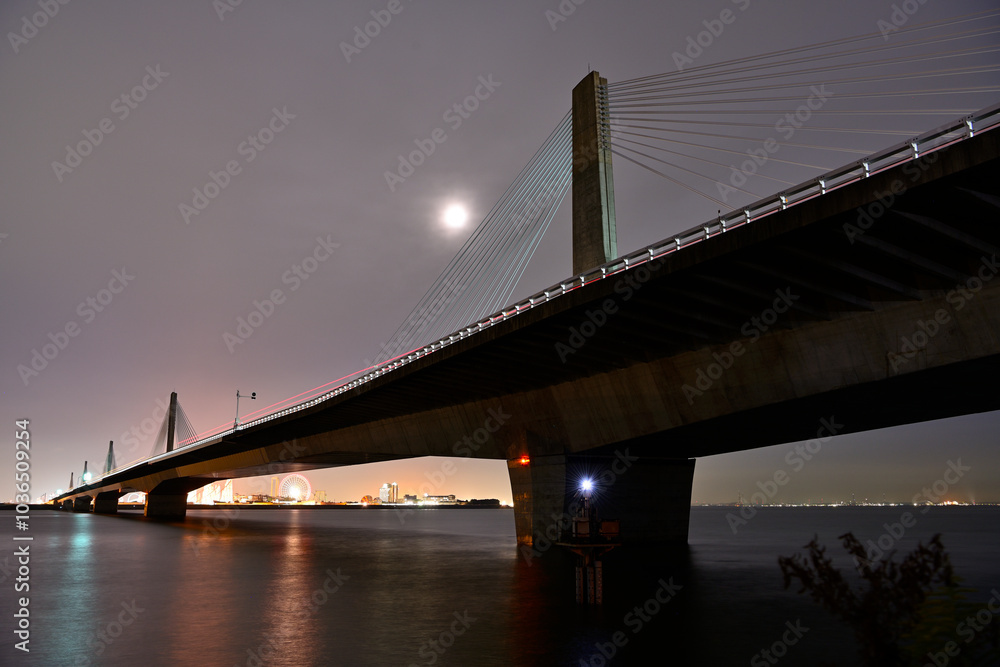 Fototapeta premium スーパームーンに照らされた橋