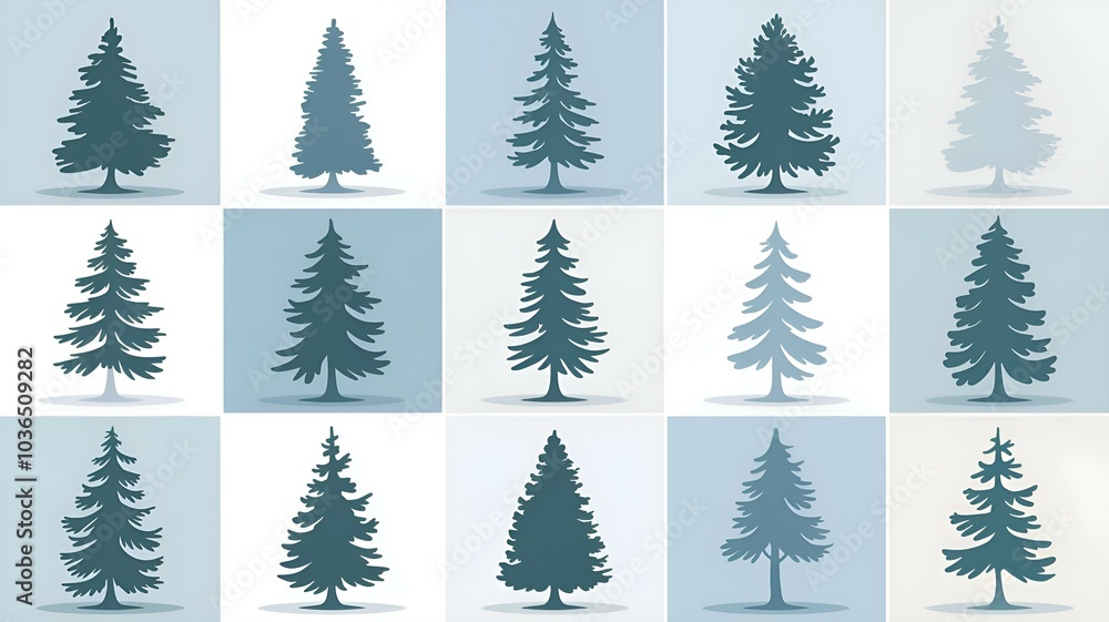 Obraz premium christmas trees set