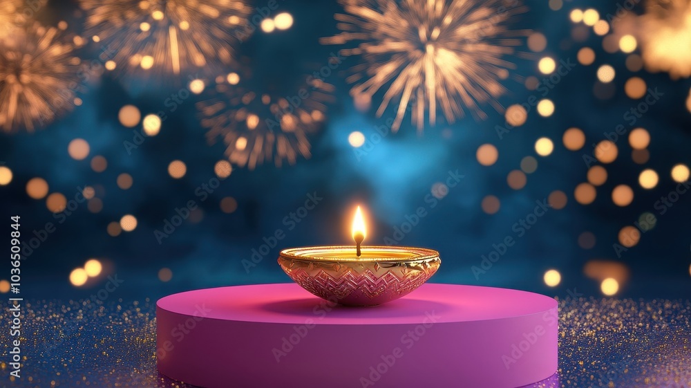 Banner design for diwali festival and podium,Diwali light decoration candle with fireworks,Stage,Product display Showcase design sparkle background,Deepavali,Dipavali,3D podium illustration. Banner design for diwali festival and podium,Diwali light decoration candle with fireworks,Stage,Product display Showcase design sparkle background,Deepavali,Dipavali,3D podium illustration.