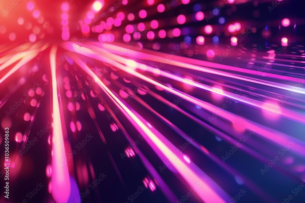Obraz premium Abstract Pink and White Lines with Blurred Circular Lights