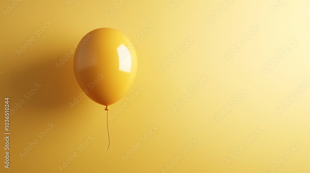 A single yellow balloon floats against a yellow background. A single yellow balloon floats against a yellow background.