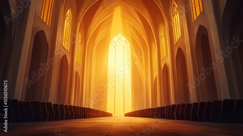 A Christian choir lifting their voices in a grand and majestic cathedral their harmonious song echoing through the sacred space as a beam of radiant light shines down