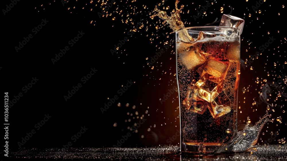 Refreshing Cola with Ice Cubes Refreshing Cola with Ice Cubes