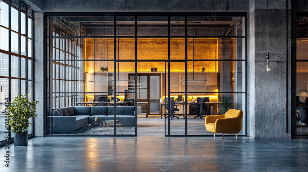 Modern reception room, office building lobby Modern reception room, office building lobby