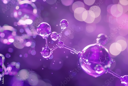 Abstract Purple Molecular Structure with Bokeh Background photo