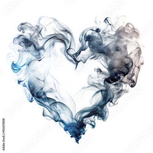 Blue Smoke in Heart Shape transparent background photo